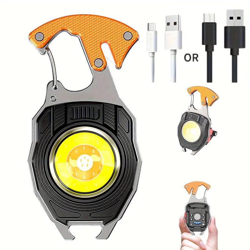 Multifunctional Key Chain with LED Flashlight, Emergency Tool