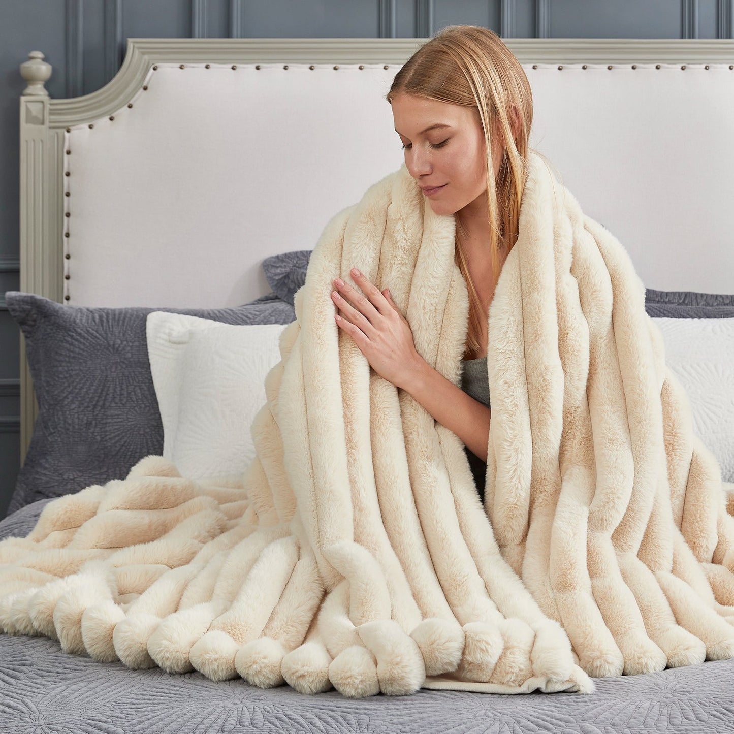 Cozy Bliss Striped Faux Fur Blanket