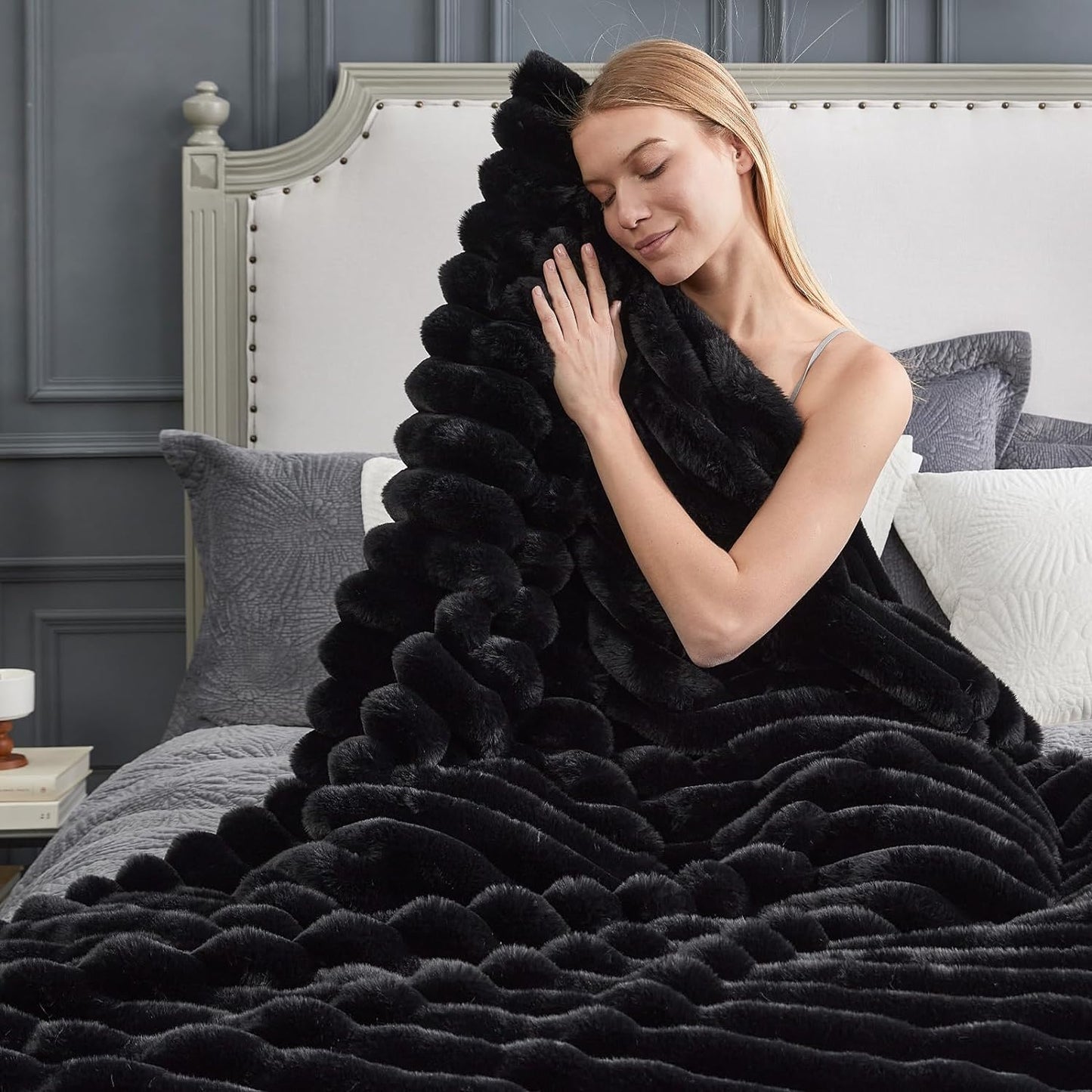 Cozy Bliss Striped Faux Fur Blanket