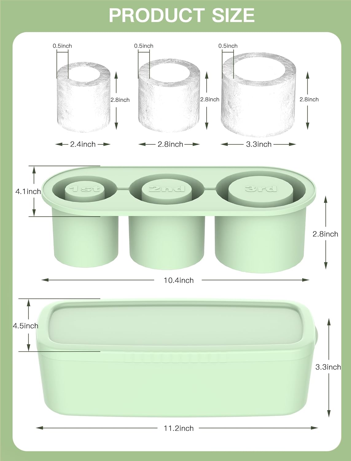 Chill Master Tumbler Ice Cube Maker 30Oz-40Oz, 3 Pcs Silicone