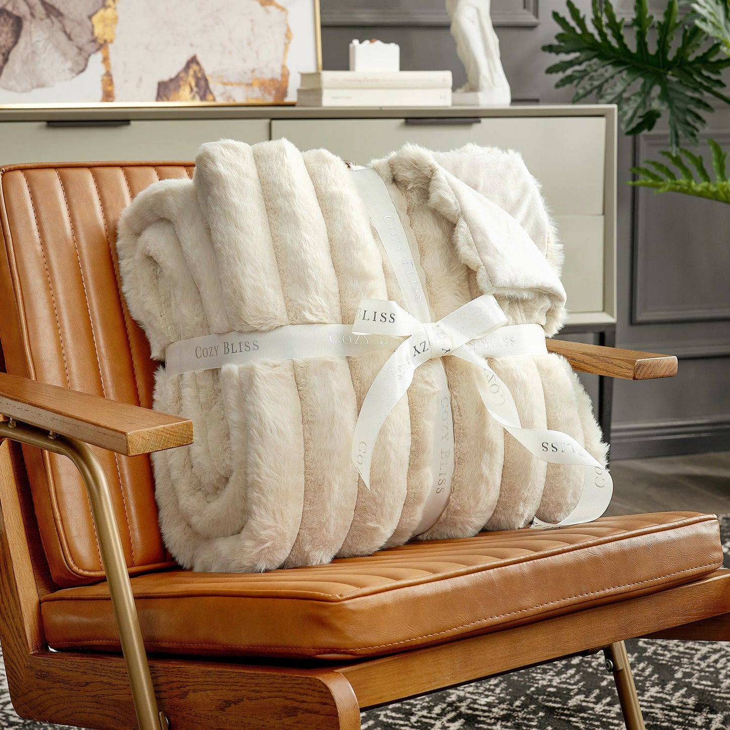 Cozy Bliss Striped Faux Fur Blanket