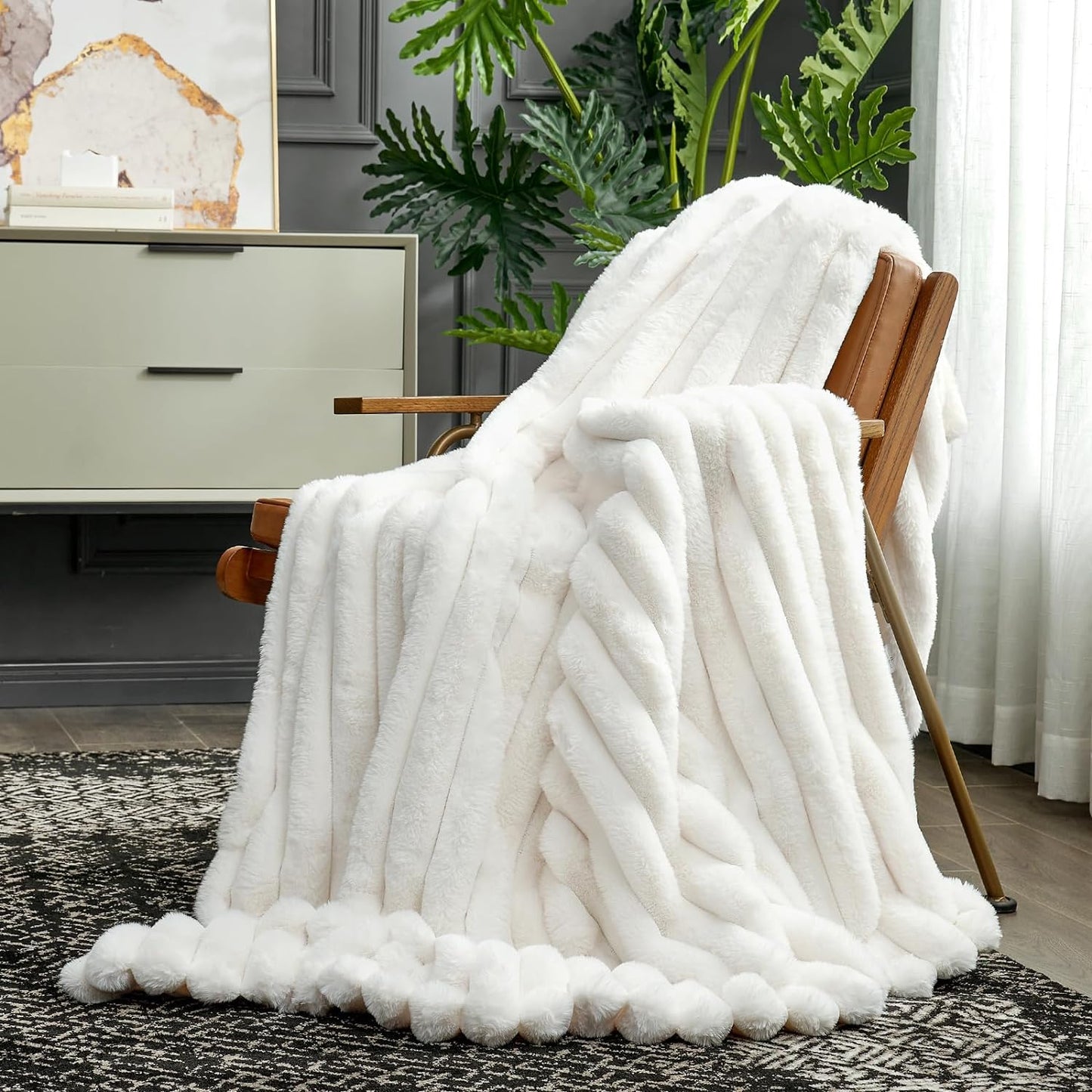 Cozy Bliss Striped Faux Fur Blanket