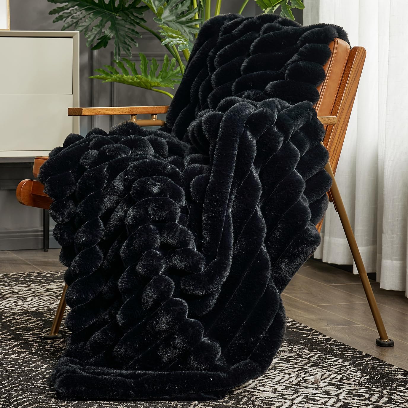 Cozy Bliss Striped Faux Fur Blanket