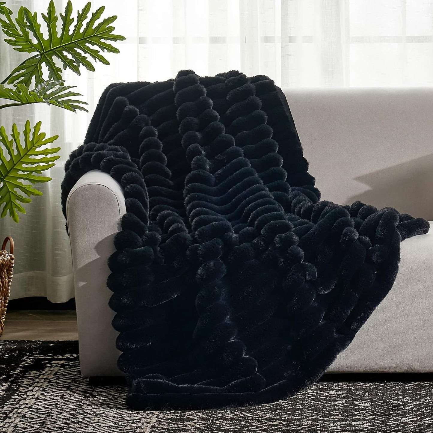 Cozy Bliss Striped Faux Fur Blanket