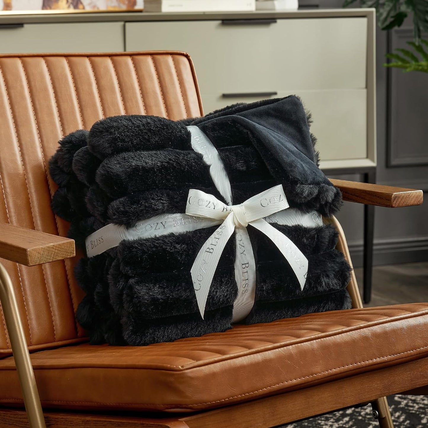 Cozy Bliss Striped Faux Fur Blanket