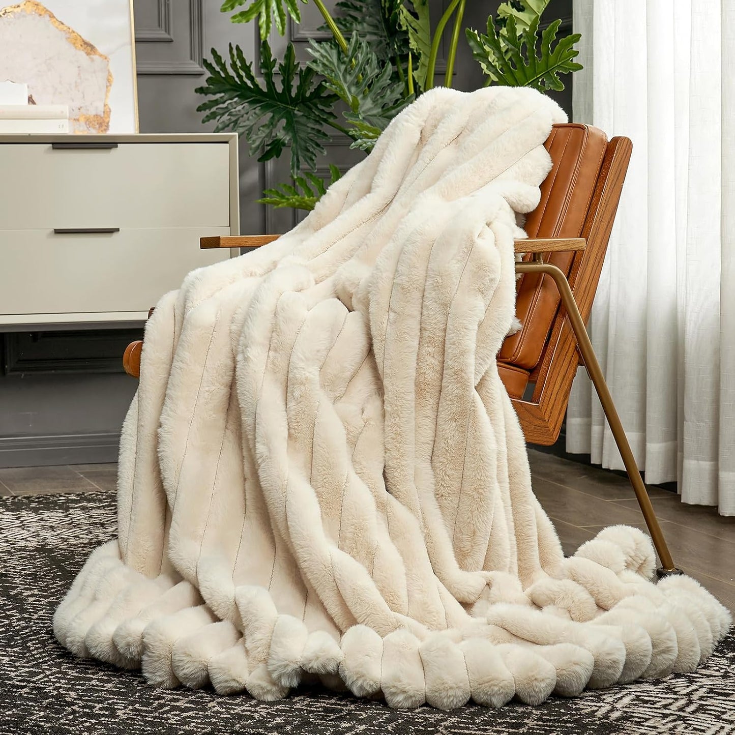 Cozy Bliss Striped Faux Fur Blanket