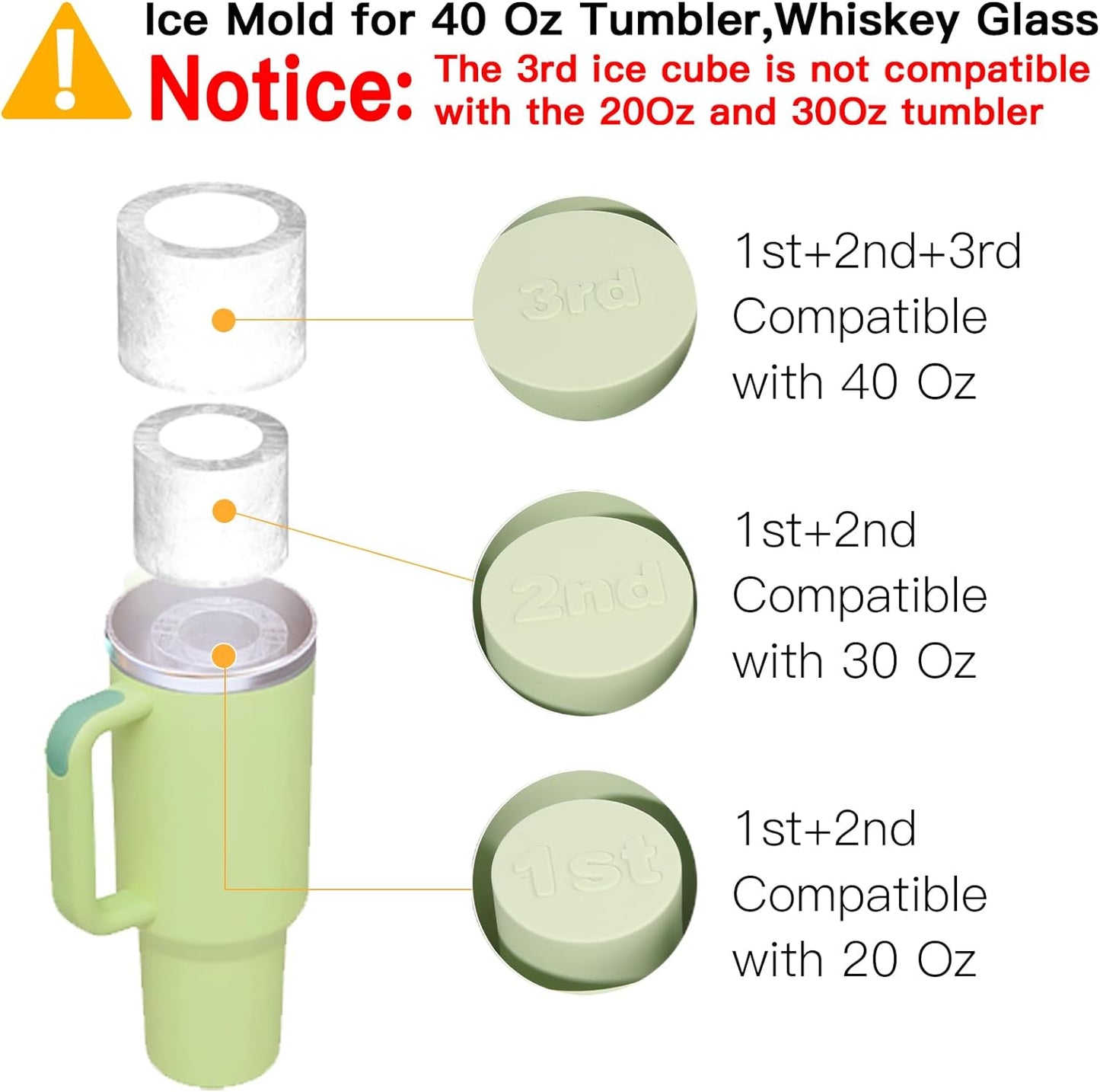 Chill Master Tumbler Ice Cube Maker 30Oz-40Oz, 3 Pcs Silicone