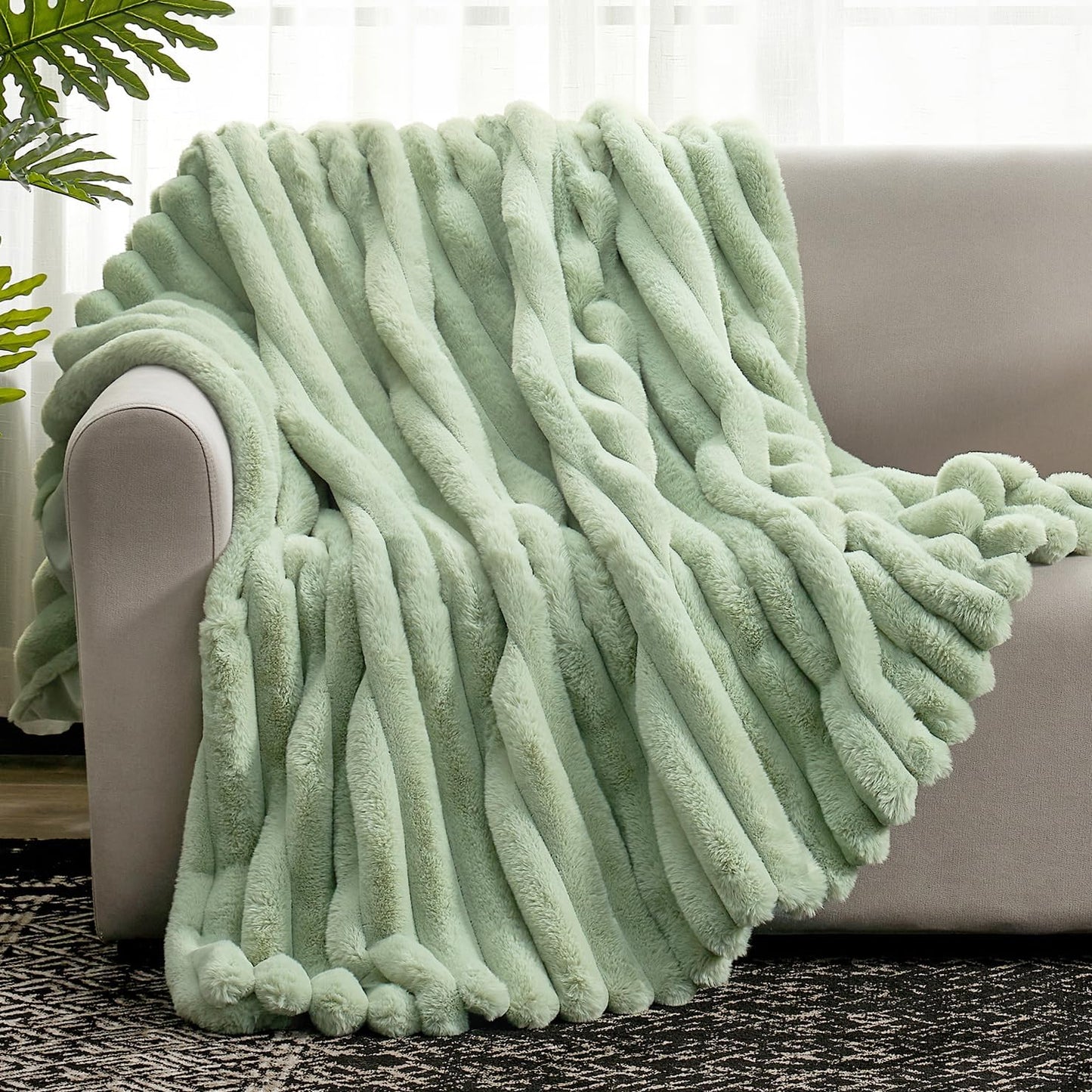 Cozy Bliss Striped Faux Fur Blanket