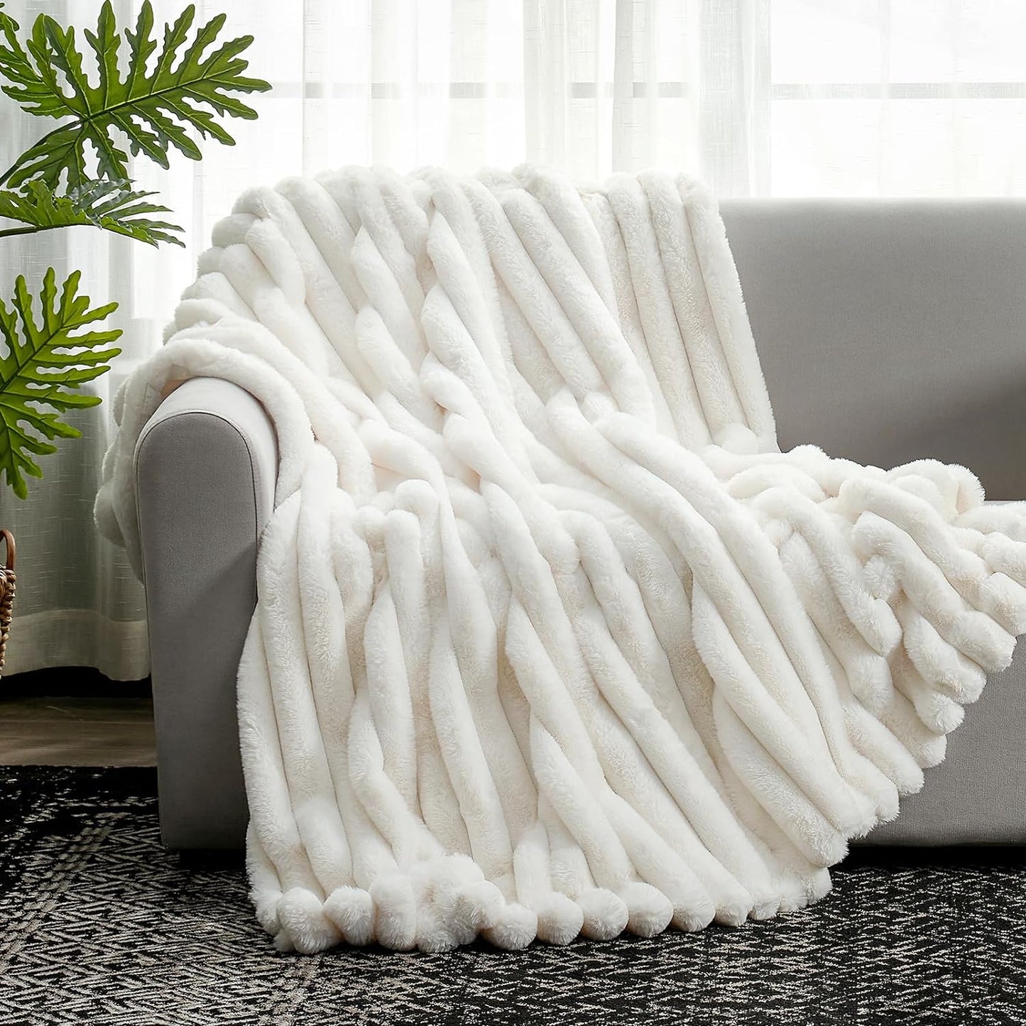 Cozy Bliss Striped Faux Fur Blanket