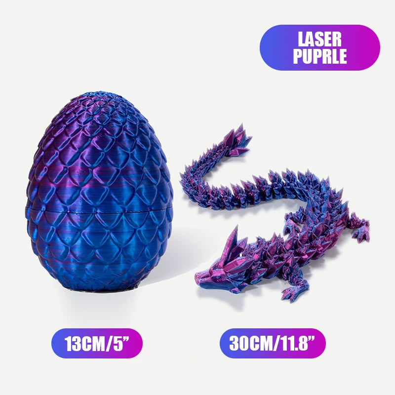 Crystal Dragon Egg-12" Fully Articulated 3D Printed Fidget Toy