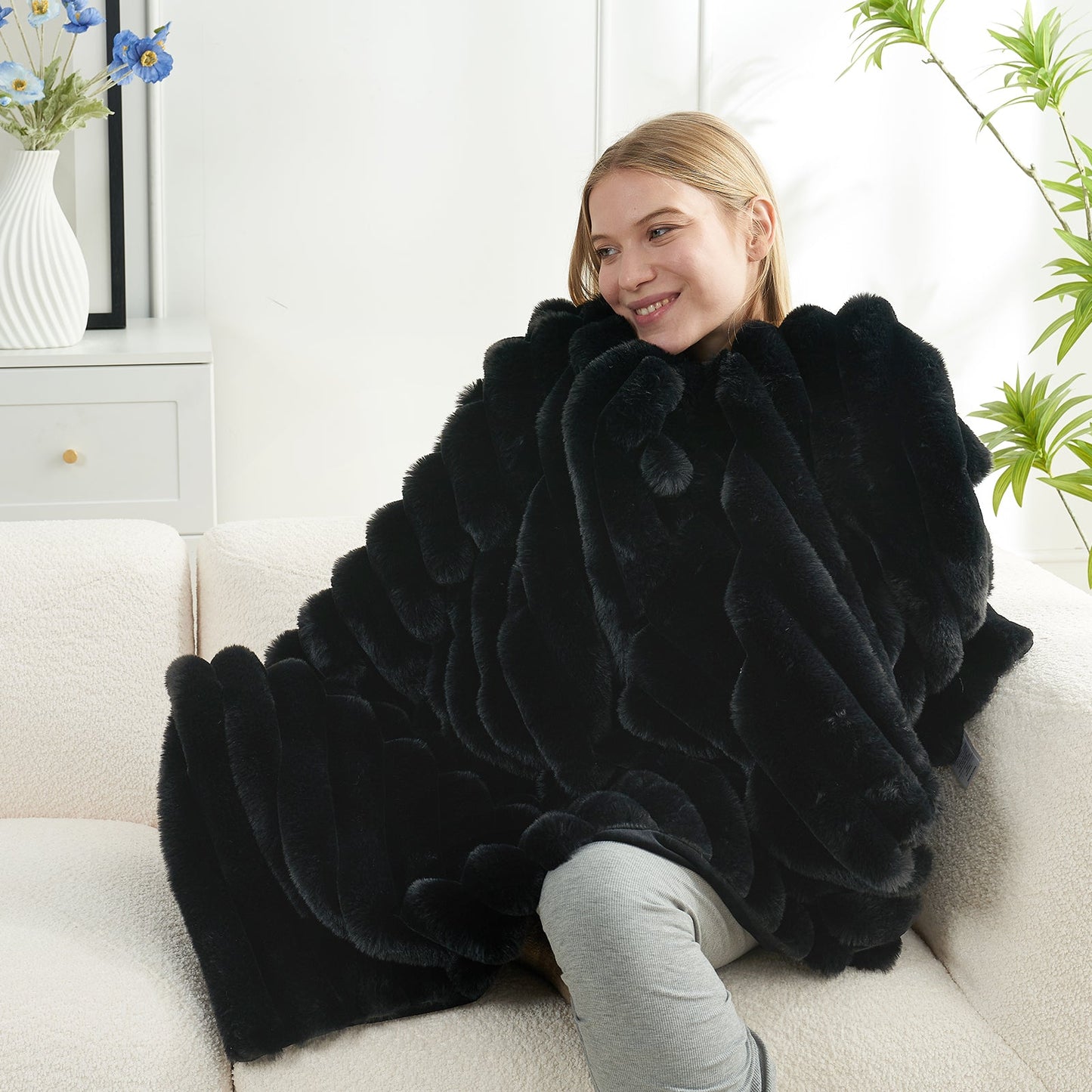 Cozy Bliss Striped Faux Fur Blanket