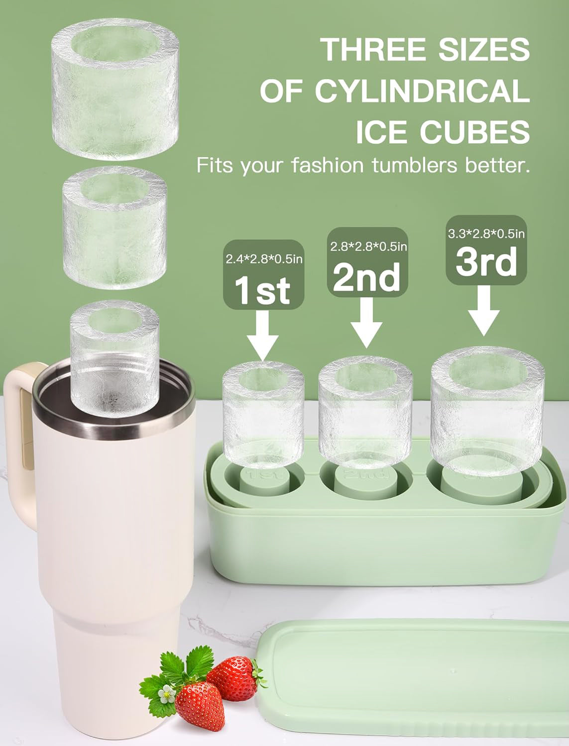 Chill Master Tumbler Ice Cube Maker 30Oz-40Oz, 3 Pcs Silicone