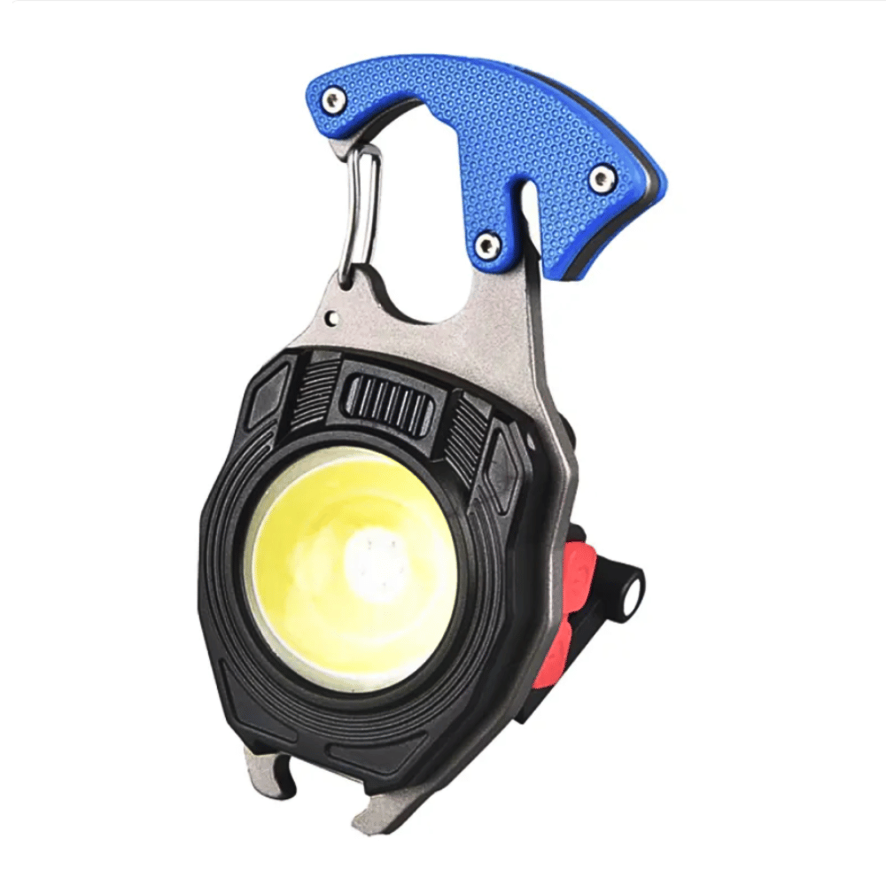 Multifunctional Key Chain with LED Flashlight, Emergency Tool