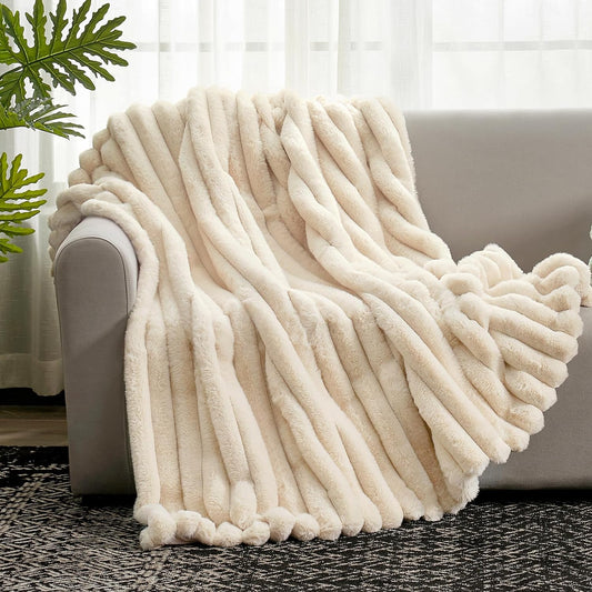 Cozy Bliss Striped Faux Fur Blanket